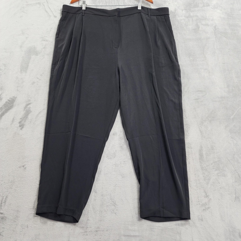 J&L Atelier Pants Womens 3X Black Pleated Tapered Crepe Dress Stretch Pockets